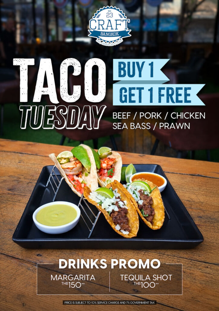 Taco Tuesday — Buy 1 Get 1 Free tacos