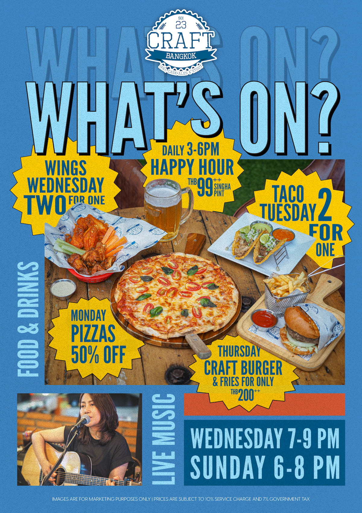 What’s On at Craft 23 — Weekly food deals and live music