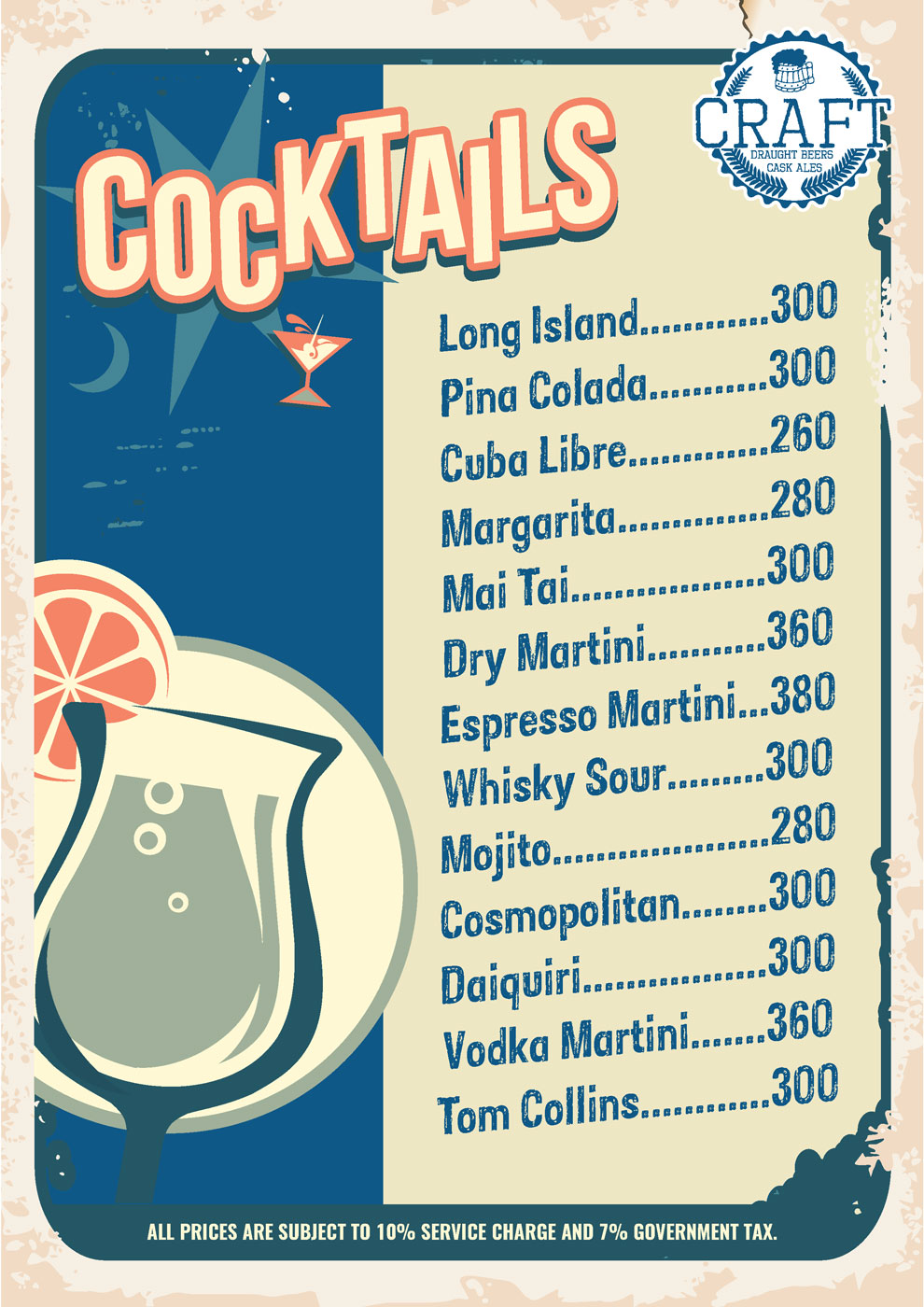 craft cocktail menu